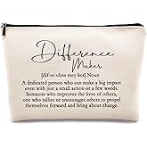 kdqua Difference Maker Definition Makeup Bag, Thank You Appreciation Retirement Gifts for Boss Coworkers Leader Teacher, Inspirational Gifts Linen Cosmetic Bag Zipper Pouch Travel Toiletry Bag