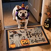 JSEI Happy Halloween Door Mat 17''x30'',Cute Ghost Pattern | Non-Slip Washable Halloween Welcome Mats, Trap Dirt Absorbent Low-Profile Entryway Rugs for Front and Back Door