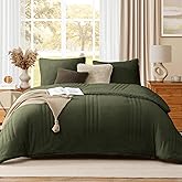 Monbix Fluffy Queen Comforter Set Olive Green, Sherpa Plush Fuzzy Comforter 3 Piece for Queen Size Bed, Luxury Soft Winter Warm Bedding Set