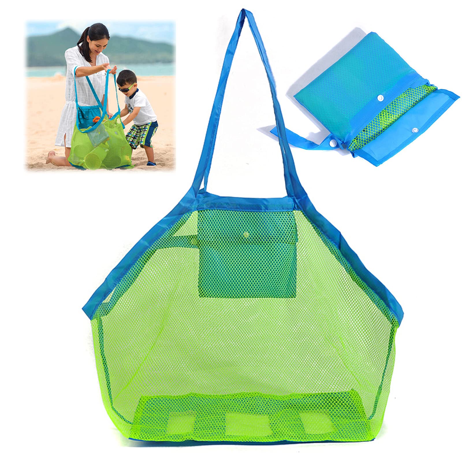 YUTOU Sand Toy Bag, Beach Bag, Beach Toy, Mesh Bag, Large Storage Bag for Beach Toys, Mesh Bag for Sand Toys, Reusable Foldable for Children Tidy Bag