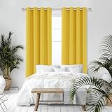 Deconovo Energy Saving Blackout Curtains 2 Panels Yellow 52x63 Inch view 6