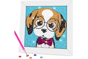 QEUOYSS Diamond Art Kit for Kids with Wooden Frame Art and Crafts for Kids Ages 6-8 -10-12 Easy to DIY Diamond Art for Kids and Adult Beginners Home Wall Decoration
