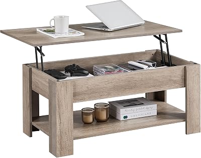 Yaheetech Lift Up Coffee Table with Hidden Storage Gray