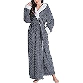 Flygo Plush Fleece Robe for Women Soft Warm Full Length Long Hooded Bathrobe with Hood Luxury Warm Housecoats