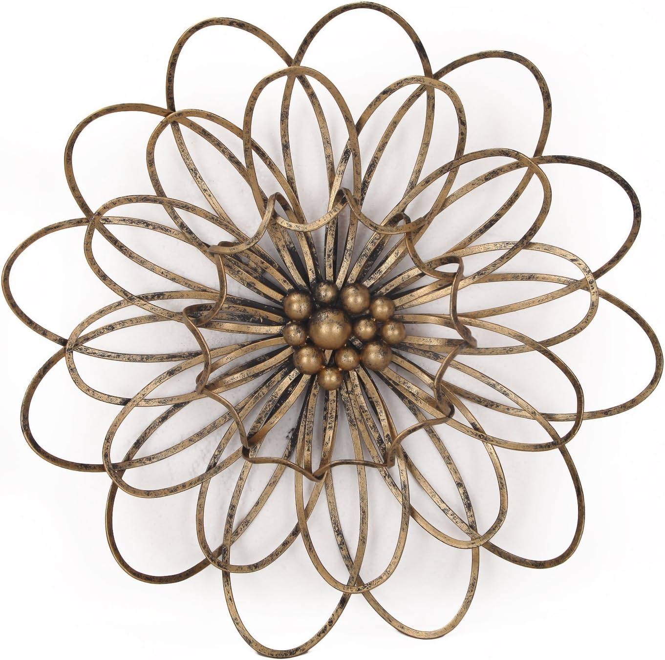 Adeco DN0018 Flower Urban Design Metal Wall Decor for Nature Home Art Decoration & Kitchen Gifts, Light Bronze