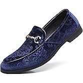 COSIDRAM Men's Velvet Penny Loafers Luxury Vintage Jacquard Pattern Classic Gold Buckle Party Prom Dress Shoes