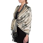 Sakkas Two Tone Floral Rose Reversible Pashmina Scarf Shawl Wrap Stole for Women