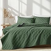inron Quilt Set King Size, Olive Green Microfiber Ultrasonic Cal King Bedspreads, Lightweight Breathable Coverlet, Modern Geometric Pattern Thin Bedding Set for All Season (1 Quilt, 2 Pillow Shams)
