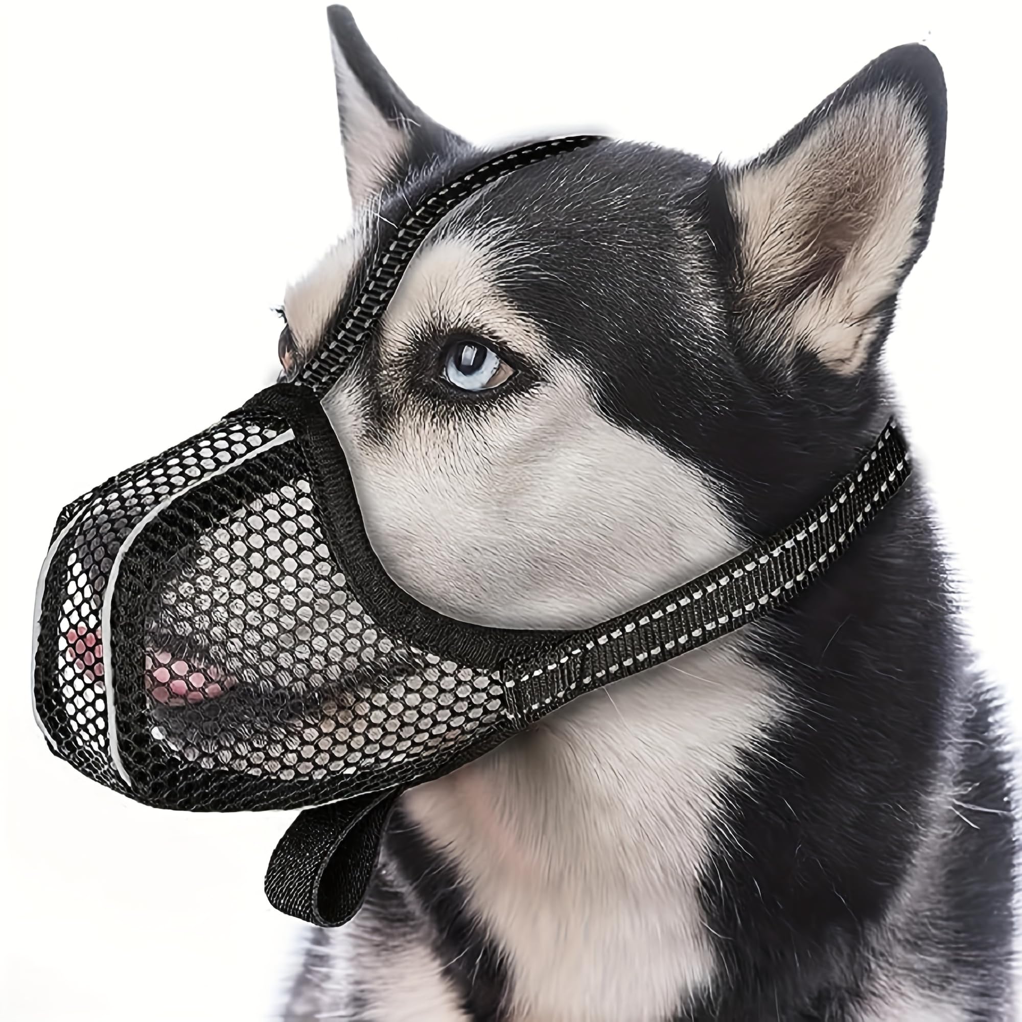 Adjustable Dog Muzzle for Medium Dogs - Breathable Mesh Design - Prevent Biting, Chewing, and Barking - Black, Size M
