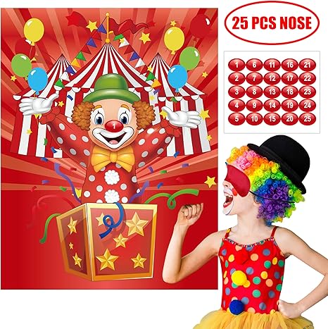 Amazon Com Happy Storm Carnival Games Pin The Nose On The Clown Party Games Carnival Party Supplies Favors Circus Theme Birthday Party Decorations For Kids Toys Games