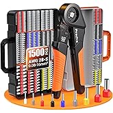 Preciva Ferrule Crimping Tool Kit - AWG 28-5 (0.08-16mm&sup2;) Self-Adjustable Ratchet Ferrule Terminals Crimping Tool, Quadrilateral Ferrule Crimper with 1500Pcs Ferrules Connectors