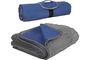 Tirrinia Outdoors Waterproof Camping Blanket,Sherpa Fleece Warm Windproof Soccer Stadium Blanket for Car Football Beach Concerts,51''X 59''