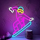 Allball Ski Athlete Neon Sign, LED Ski Goggles Neon Light USB Powered Dimmable, for Gamer Room Themed Bar Party Wall Decor, Sports Themed Gift, Winter Sports Enthusiast Gift(11 * 13.3 In)
