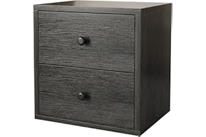 FUSUNBAO Magic DIY Cube Storage Organizer Stackable Cubes for Home Books Clothes Toy-Modular Cubby Storage System-Office Cubical-Bookcase Closet (French Oak,Drawer Cube)