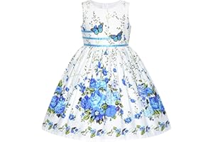 Sunny Fashion Girls Dress Rose Flower Double Bow Tie Party Sundress