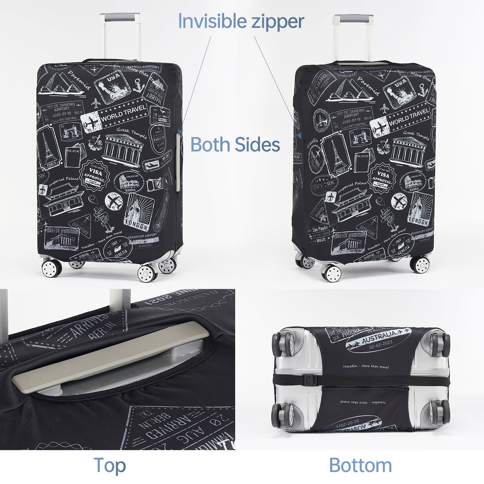 TRAVELKIN more than travel Luggage Covers For Suitcase Tsa Approved,Suitcase Cover Protector Fit 18-32 Inch Luggage