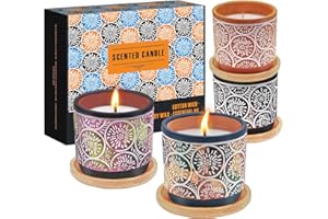 VORLESTOUR Scented Candles Gift Sets for Women, 4 Pack Natural Soy Candles for Home Scented, Burning up to 100H, Handmade Pottery Aromatherapy Jar Candle, Gift for Christmas, Birthday, Valentine's, Anniversary