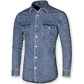 Men's Long Sleeve Slim-Fit Snap Denim Work Shirt
