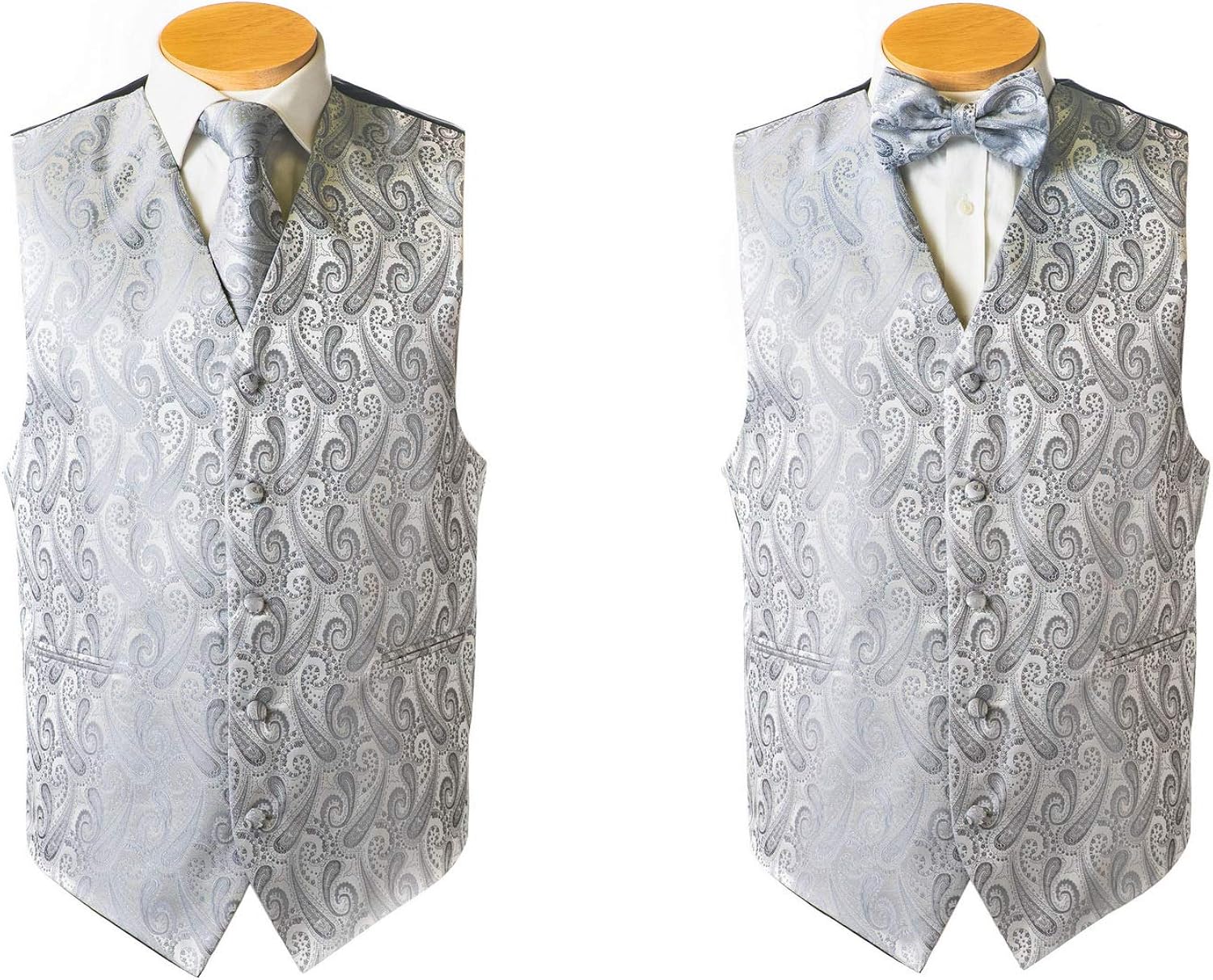 Men's 4pc Paisley Design Formal Tuxedo Dress Vest Necktie Bowtie Handkerchief Set at  Men’s Clothing store