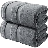 REDKISS 100% Cotton Bath Towels Set of 2, Extra Large Bath Sheets 35 X 70 Inches, 800G, Quick Dry, Ultra Soft & Super Absorbent Bathroom Towel Sets for Bathroom, Gym, Spa, Pool & Hotel, Grey