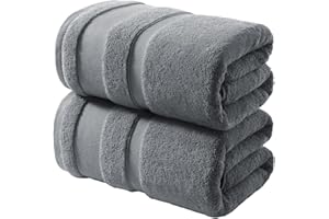 REDKISS 100% Cotton Bath Towels Set of 2, Extra Large Bath Sheets 35 X 70 Inches, 800 GSM, Quick Dry, Ultra Soft & Super Absorbent Bathroom Towel Sets for Bathroom, Gym, Spa, Pool & Hotel, Grey