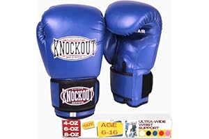 ULTIMATE KNOCKOUT Kids Boxing Gloves - Youth Training Gloves for Kickboxing, MMA - Beginner to Pro Level Heavy Bag Gloves - Home Gym Training & Sparring with Ultra Wide Wrist Support