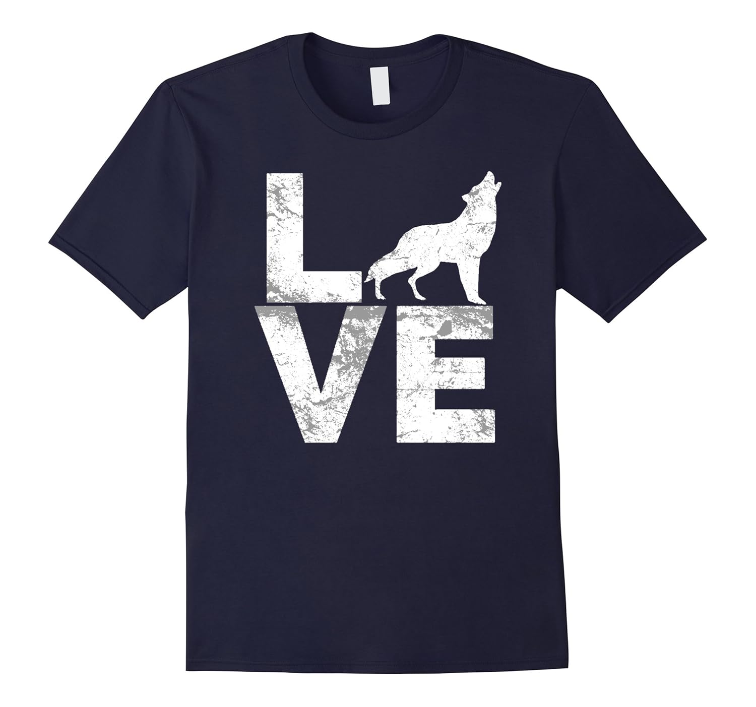 I Love Wolves Vintage Look Lone Wolf Distressed T Shirt-Rose