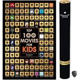 Scratch off Kids Movies Poster - Top 100 Kids Bucket List Map - Large Scratchable Children Cinema Poster - Essential Films Must See Watchlist Chart - Ultimate Movies Watched Challenge Poster Checklist