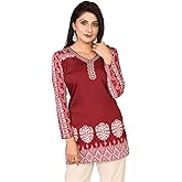 Maple Clothing Indian Short Kurtis Women's Printed Outfit Blouse Kurta India Tunic Top