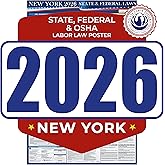 2026 New York State and Federal Labor Law Poster - English Version - OSHA Workplace Compliant - Mandatory Regulations Posting for Employees - All-In-One Required Compliance Posting 17" x 40" Laminated