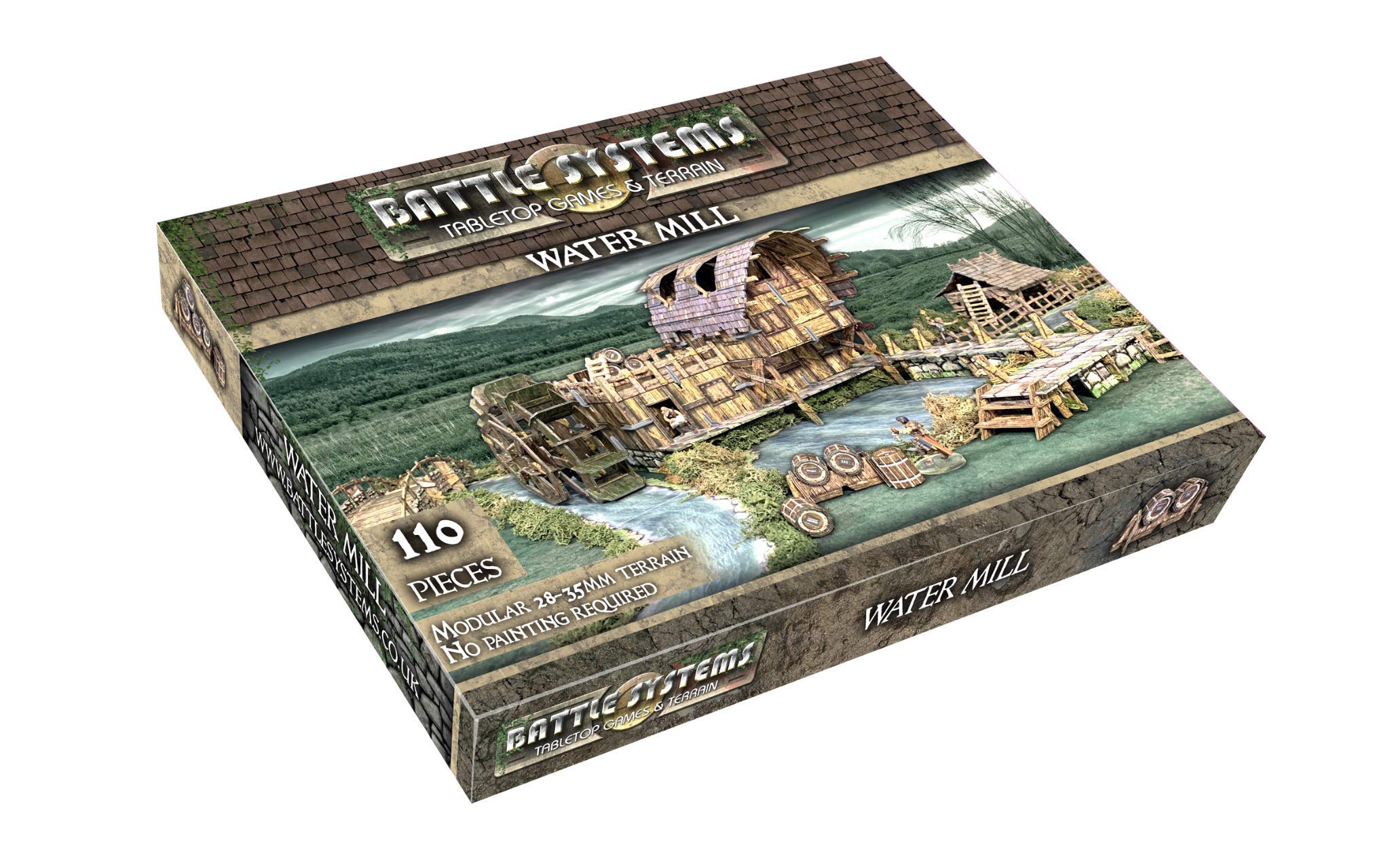 Battle Systems BAT-BSTFWE015 Fantasy Water Mill - Modular Multi Level Tabletop Wargames Terrain - Wargaming Scenery for 28mm to 35mm Miniatures