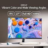 ASUS VU279CFE 27" FHD IPS 100Hz Gaming Monitor USB-C 15W PD Adaptive-Sync Eye view 3