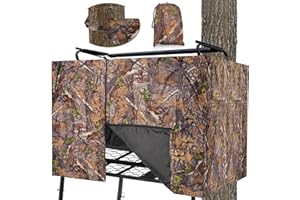 ChezMax Hunting Tree Stand Blind Cover - 110"x40" Big 2-3 Person Treestand Camo Blind Cover, Universal Camouflage Ground Blind with Quiet Zipper, Outdoor Hunting Gear Accessories for Deer Turkey
