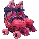 PlayWheels Disney Frozen Kids Glitter Roller Skates with Knee Pads