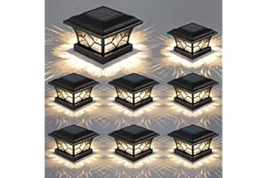 APONUO Solar Post Cap Lights 8 Pack with 1000mAh Battery - for 4x4 5x5 6x6 Fences, Larger Size & Longer Lasting, 2-Mode, IP64 Waterproof, for Fence Deck Patio Porch Yard (Black)