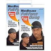 Wavebuilder Full Force V-Front Durag, Black, 2-Pack