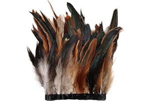 MehelloFeather Feather Trim 2Yards Rooster Feather for Sewing 5-8Inch for DIY Crafts Feather Shawl Costumes Decoration(Natural)