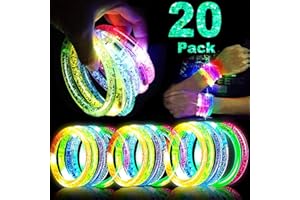 TURNMEON 20 Pack LED Light Up Bracelets Glow in The Dark Party Supplies,Colorful Flashing Bracelet Light Up Toys Birthday Gifts Goodie Bags Fillers Pool Party Favors Toys Cristmas Wedding Halloween Glow Sticks