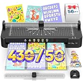 13Inch Laminator Machine with Sheets 50pcs, Paper Cutter Corner Rounder Scale Line, Dual Roller Hot/Cold NTC Control 11x17 ABS Anti-Jam 78s Preheat Laminating Machine for Teacher Office Home A3A4A5A6