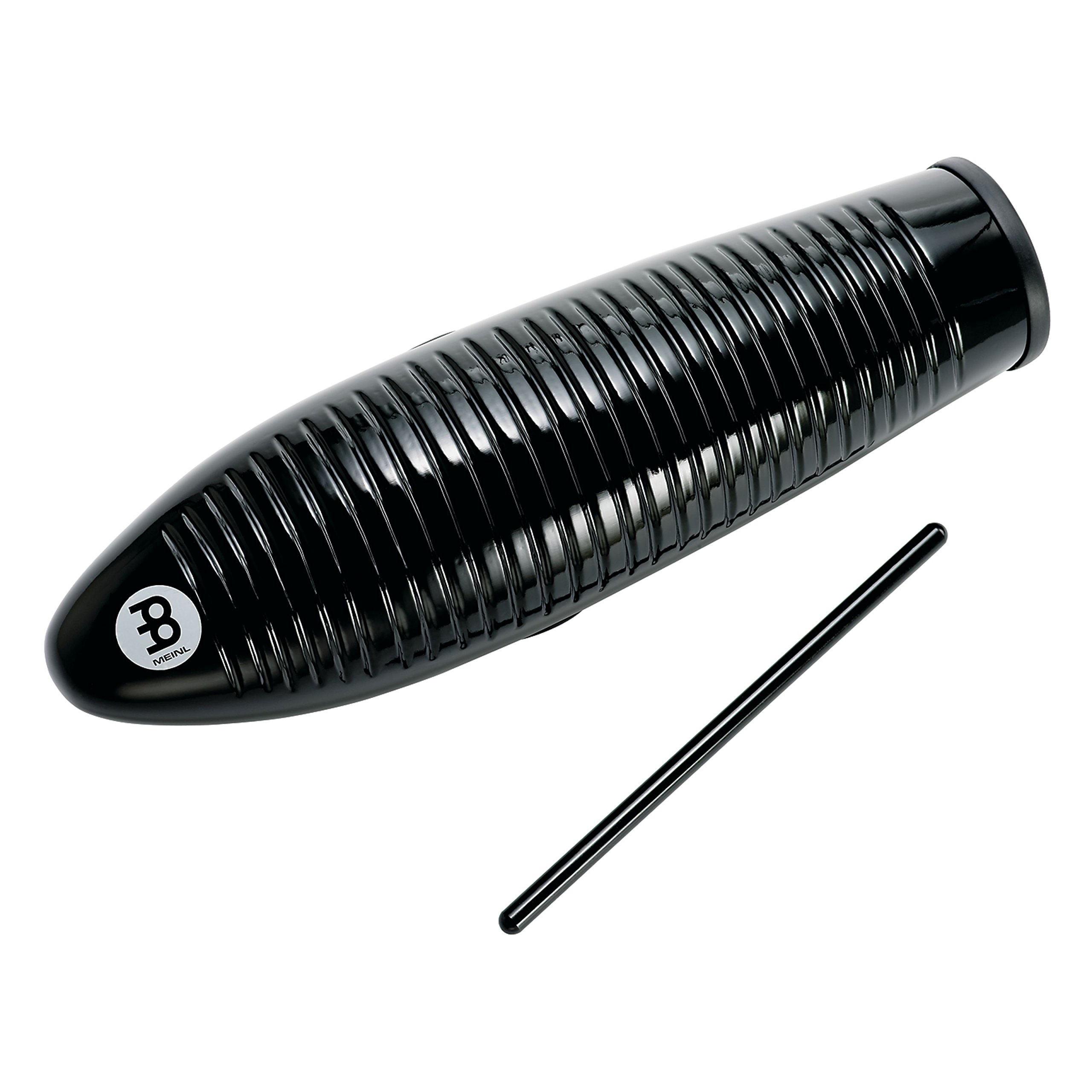 Meinl Percussion Fiberglass Guiro Instrument - Hollow Musical Instrument with Rubber Ringed Grip Holes - 3 Striking Surfaces - Fiberglass, Black (GU7BK)