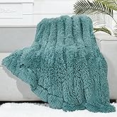 GONAAP Fuzzy Faux Fur Throw Blanket Light Teal Super Soft Cozy Plush Fuzzy Shaggy Blanket for Couch Sofa Bed (Light Teal, Throw(50"x60"))
