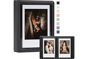 Dawnhua Instax Mini Photo Album Plastic Customizable Cover, 28 Pockets Polaroid Photo Album for 2x3 Pictures, Polaroid Album Book for Fujifilm Instax Mini Instant Camera (Black)