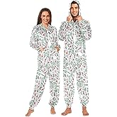 Fisyme Adult Onesie Pajamas for Women Men Long Sleeve One-Piece Costume Sleepwear Jumpsuit