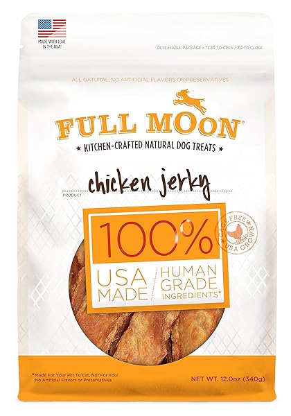 FULL MOON ALL NATURAL HUMAN GRADE CHICKEN JERKY DOG TREATS, 12 OZ