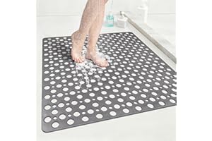EIVINJE Non Slip Shower Mat: 27"x27" Square Shower Mats for Inside Shower, Soft TPE Anti Slip Shower Stall Mats, No Odor, Qui