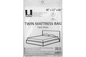 UBMOVE UBOXES Twin Size Mattress Covers, 40'' x 12'' x 86'', Clear, 2 Pack, for Protecting, Storing & Moving Your Mattress