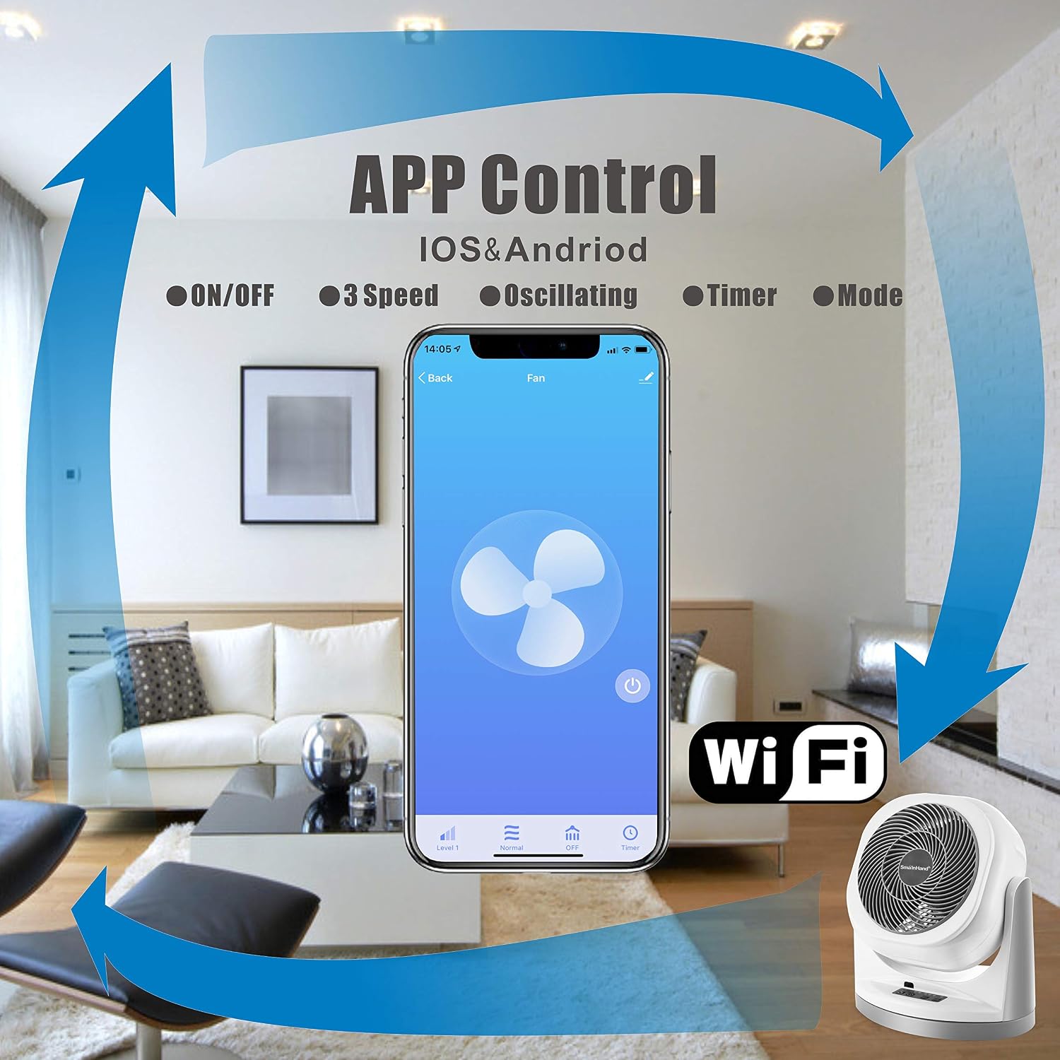 Alexa Google Home Remote Control Floor Fan Air Circulator Fan Quiet Cooling Room Bedroom Ac Home
