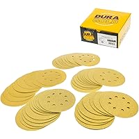 Dura-Gold Premium - Variety Pack - 5" Gold Sanding Discs - 8-Hole Dustless Hook and Loop - 10 Each of Grit (60, 80, 120, 220,