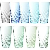 Youngever 9 Pack 24 Ounce Plastic Tumblers, Plastic Glasses, Drinking Glasses, Shatterproof Beverage Tumblers, 9 Colors, Reusable | Stackable | NO BPA | Top-rack Dishwasher Safe