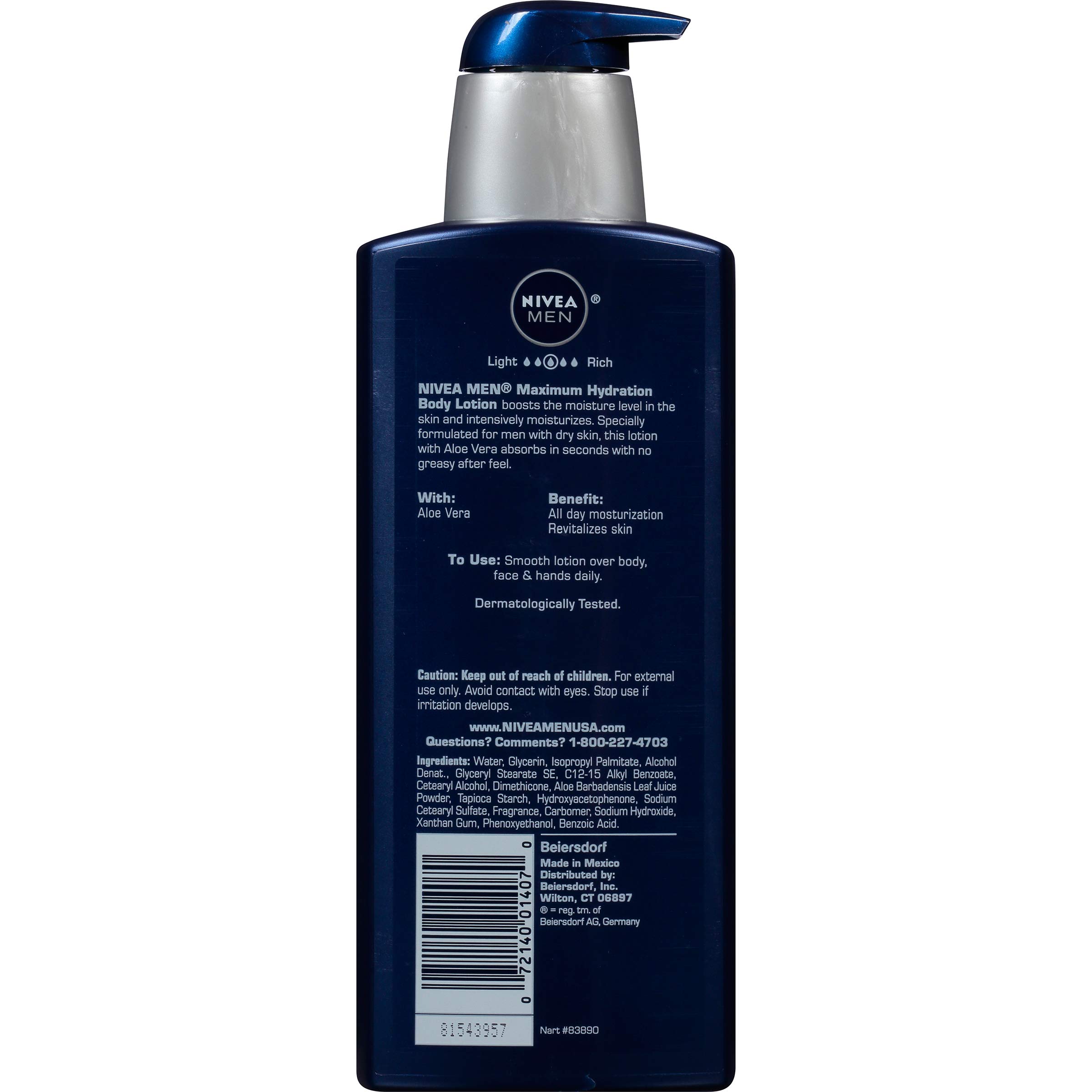 NIVEA Men Maximum Hydration 3in1 Nourishing Lotion Body, Face